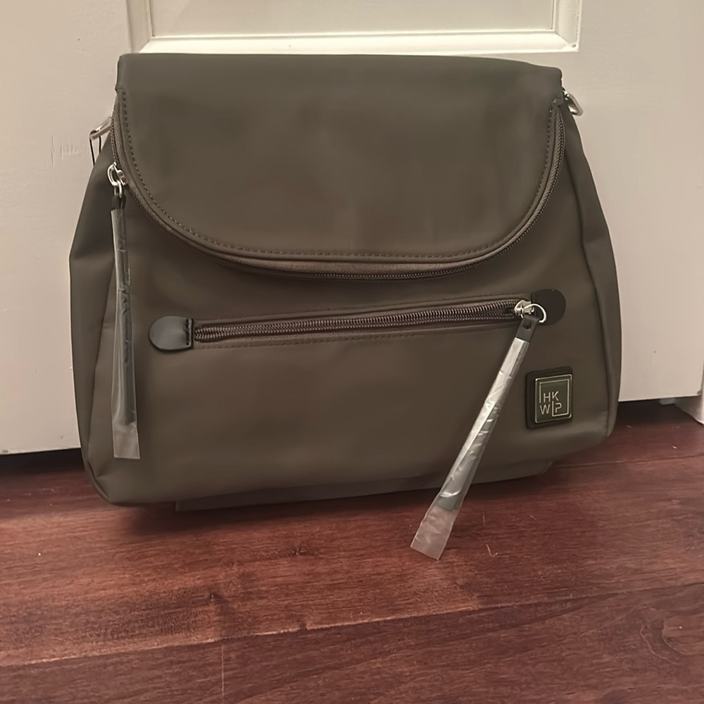 IHKWIP (QVC brand) The City Saddle Medium Crossbody Olive Green purse